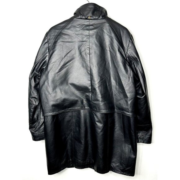 Sequence Womens Leather Jacket Lined Pockets Collar Full Zip Black Size 16 - Picture 2 of 16